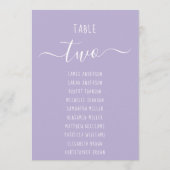 Lavender Modern Script Purple Seating Chart Card (Achterkant)