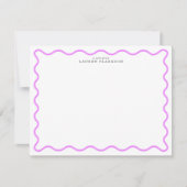 Lavender Modern Wavy Border Personalized Note Card Kaart (Voorkant)