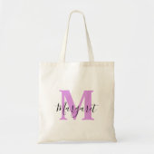 Lavender Monogram Black Script Name Canvas tas (Voorkant)