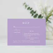 Lavender Monogram Diner Choix Mariage Carte RSVP (Debout devant)