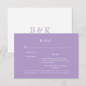 Lavender Monogram Diner Choix Mariage Carte RSVP (Devant / Derrière)