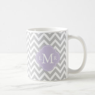 Lavender Monogram en Chevrons Pattern Koffiemok