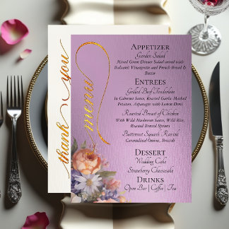 Lavender - Monogram, Wildflowers & Thank You  Menu