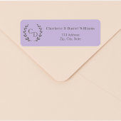 Lavender monogrammed wreath return address etiket