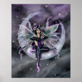 Lavender Moon Fairy over Crescent Moon Fantasy Art Poster (Voorkant)