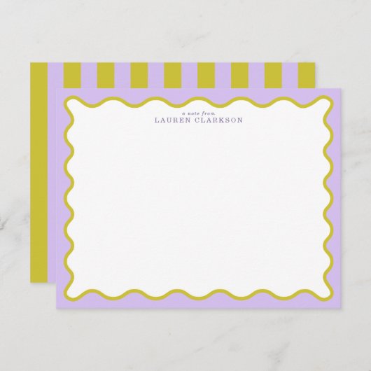 Lavender & Mustard Wavy Border Note Card Kaart (Voorkant / Achterkant)