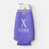 Lavender Nautical Monogrammed Bottle Cooler (Voorkant)