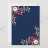 Lavender Navy Blue Floral Bloom Antlers Weddenscha Kaart (Achterkant)