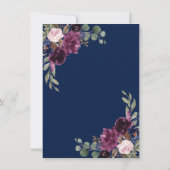 Lavender Navy Blue Floral Bloom Rehearsal Dinner Kaart (Achterkant)