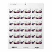 Lavender Navy Blue Floral Bloom Wedding Etiket (Full Sheet)
