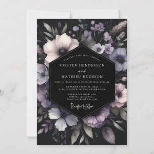 Lavender Noir Bloom Bruiloft Kaart