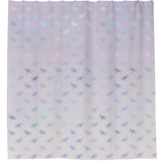 Lavender Ombre Rainbow Dragonflies Douchegordijn (Voorkant)