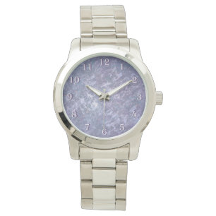 Lavender Paars Abstract Metaalpenseelstreek Horloge