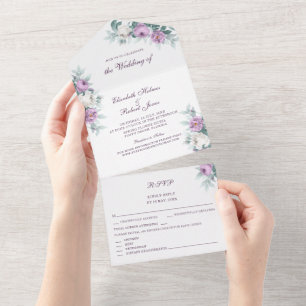 Lavender Paars All in One Wedding Invite Uitnodiging