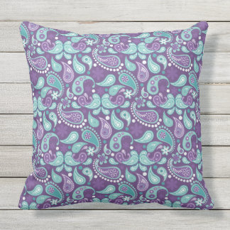 Lavender, Paars, Aqua Mix, Match Floral Paisley Buitenkussen