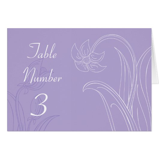Lavender Paars Custom Weddentable Number Kards (Voorkant Horizontaal)