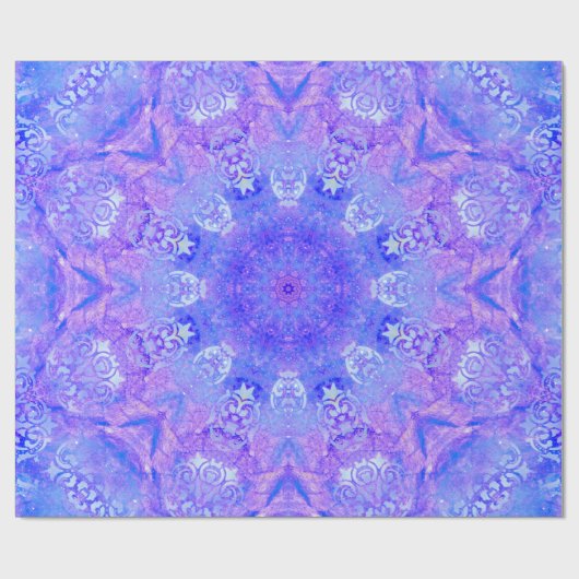 Lavender Paars en White Damask Pattern Cadeaupapier (Vlak)