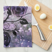  Lavender Paars Fantasy Roos Vine Floral Theedoek (Quarter Fold)