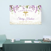 Lavender Paars Floral Gold RN Nursing Afstuderen Spandoek (Beurs)