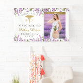 Lavender Paars Floral Gold RN Nursing Afstuderen Spandoek (Insitu)