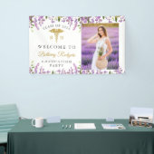 Lavender Paars Floral Gold RN Nursing Afstuderen Spandoek (Beurs)