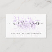 Lavender Paars Floral Minimal Manuscript Modern  Visitekaartje (Voorkant)