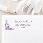 Lavender Paars Floral Return Address Label (Insitu)