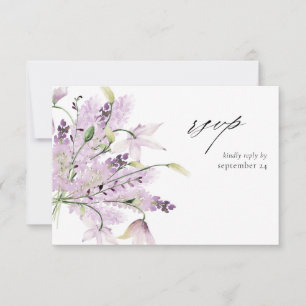 Lavender Paars Floral w Meal RSVP Card 2