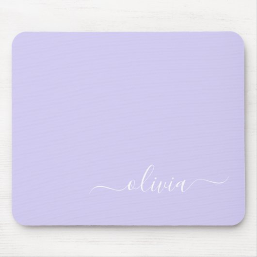 Lavender Paars Girly Script Monogram Name Modern Muismat (Voorkant)