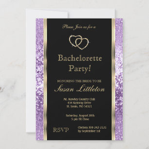 Lavender Paars Glitter Bachelorette Party Kaart