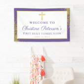 Lavender Paars Gold First Heilige Commune Banner (Insitu)