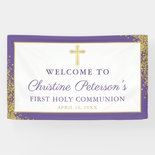 Lavender Paars Gold First Heilige Commune Banner (Horizontaal)