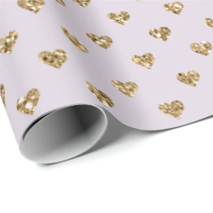 Lavender Paars Gold Glitter Hearts Cadeaupapier