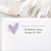 Lavender paars goud waterverf hartelegant etiket (Insitu)