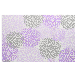 Lavender Paars Gray Modern Dahlia florafdruk Stof