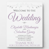 Lavender Paars & Grey Elegant Wedding Welkom Fotoplaat (Voorkant)