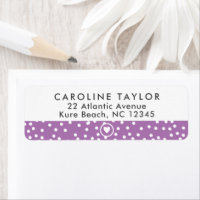 Lavender Paars Heart & Stippen Cute Girly Address