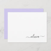 Lavender Paars modern Script Girly Monogram Bedankkaart (Voorkant / Achterkant)