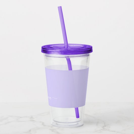 Lavender Paars Modern Script Girly Monogram Naam Acryl Drinkbeker (Links)