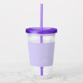 Lavender Paars Modern Script Girly Monogram Naam Acryl Drinkbeker (Voorkant)