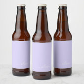 Lavender Paars Modern Script Girly Monogram Naam Bier Etiket (Flessen)
