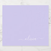 Lavender Paars Modern Script Girly Monogram Naam Bier Etiket (Enkel label)