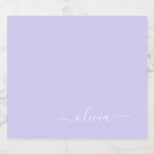 Lavender Paars Modern Script Girly Monogram Naam Bier Etiket (Enkel label)