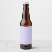 Lavender Paars Modern Script Girly Monogram Naam Bier Etiket (Voorkant)