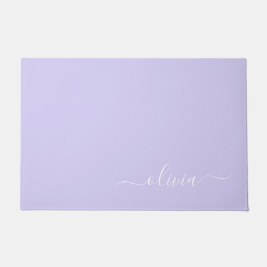 Lavender Paars Modern Script Girly Monogram Naam Deurmat (Voorkant)