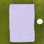 Lavender Paars Modern Script Girly Monogram Naam Golfhanddoek