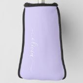 Lavender Paars Modern Script Girly Monogram Naam Golfheadcover (Draai 90)