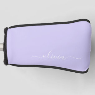 Lavender Paars Modern Script Girly Monogram Naam Golfheadcover