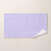 Lavender Paars Modern Script Girly Monogram Naam Handdoek (Handdoek)