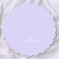 Lavender Paars Modern Script Girly Monogram Naam